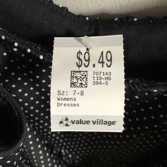 Black Polka Dot Dress with Yellow Tie Belt - Picture 3 of 3